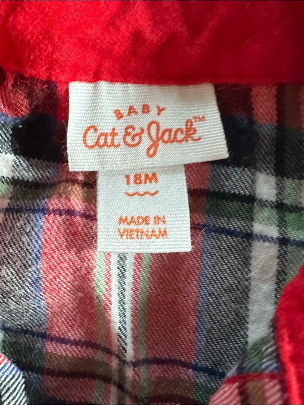 Cat and Jack Baby Red Plaid Shirt & Blue Denim Suspender Pants Set, 18 Months